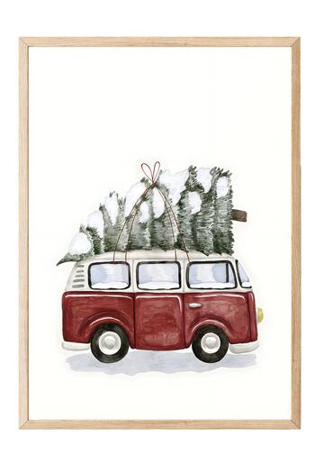 Postifull Wooden Framed Painting, Framed New Year Poster, New Year Decoration, Winter Van Comfort Series No:108643