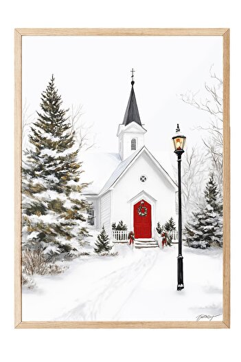Postifull Wooden Framed Painting, Poster and Frame Set, New Year Comfort Series No:108745