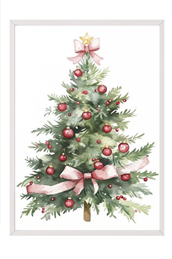 Postifull White Framed Painting, Artistic Design Wall Painting, New Year's Comfort Series No:108743