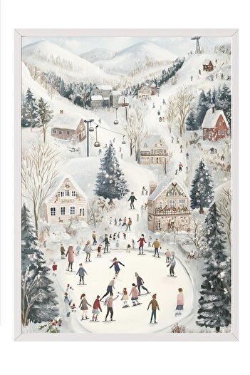 Postifull White Framed Painting, Artistic Design Wall Painting, New Year's Comfort Series No:108772