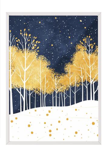 Postifull White Framed Painting, Artistic Design Wall Painting, New Year's Comfort Series No:108816