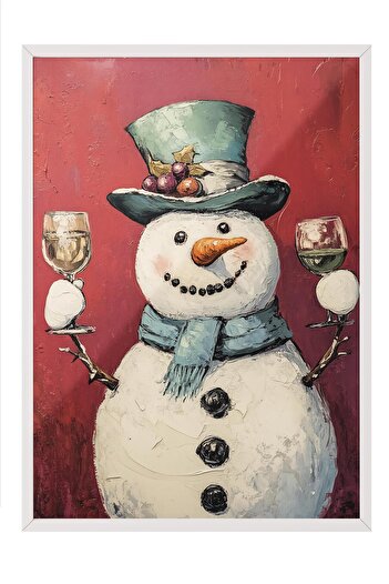 Postifull White Framed Painting, Artistic Design Wall Painting, New Year's Comfort Series No:108774