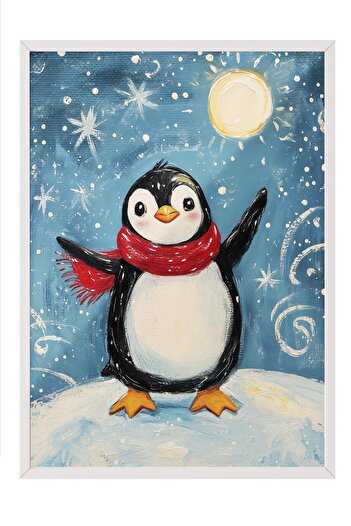 Postifull White Framed Painting, Artistic Design Wall Painting, New Year's Comfort Series No:108767