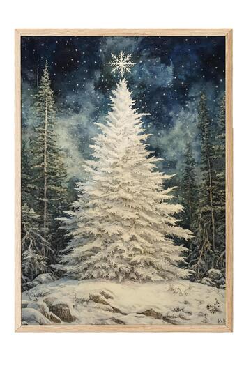 Postifull Wooden Framed Painting, Poster and Frame Set, New Year Comfort Series No:108777
