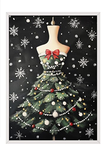 Postifull White Framed Painting, Artistic Design Wall Painting, New Year's Comfort Series No:108749
