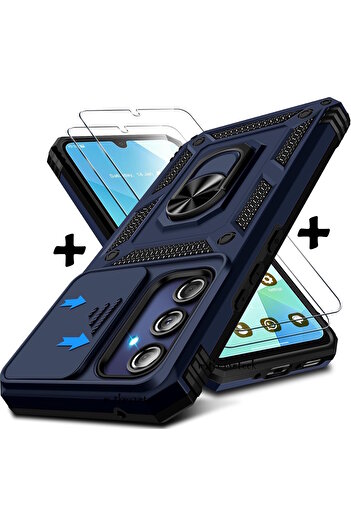m.tk moveteck Samsung Galaxy A16 Case with Camera Protection Sliding Ring Armor Armor Cover +9H Screen Protector Glass Set