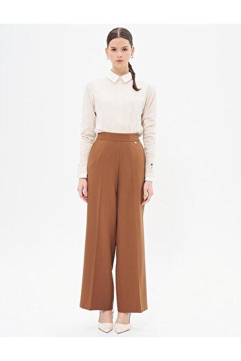 Kayra Iron Trace Wide Leg Trousers Dark Brown