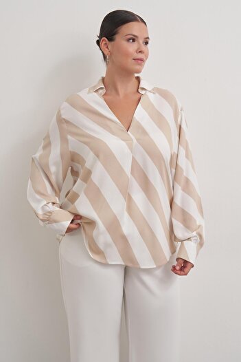 MYLİNE Flowy Striped Blouse