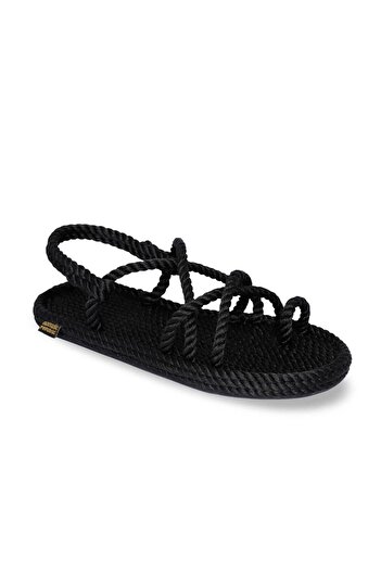 Nomadic Republic Black Ibiza Rubber Sole Women's Rope Sandals