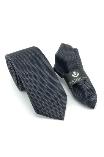 PİERRONİ Self Patterned Smoked Handkerchief Tie