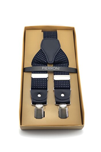 PİERRONİ Σφεντόνι παντελονιού Navy Blue White Dotted