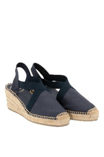 Toni Pons Navy Blue Wedge Heeled Straw Sole Women's Shoes
