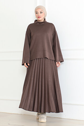 KADEEM Brown Modal Scuba Skirt Suit