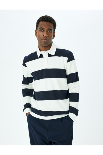 Koton Ανδρικό φούτερ Polo Neck Navy Blue 5sam70005mk