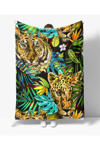 Erays Home Tropical Leopard Printed Fleece Blanket Tv Blanket