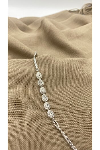 SURA SILVER ZİRKON TAŞ BEYAZ RODYUM DAMLA MODEL 925 AYAR GÜMÜŞ SET (KOLYE,BİLEKLİK,KÜPE VE AYARLANABİLİR YÜZÜK)