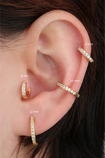 VLM AKSESUAR Zirkon Taşlı Halka Tragus Helix Lobe Conch Rook Cerrahi Çelik Piercing