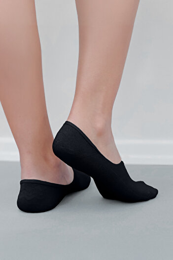 Calverton Socks 12 Çift - Gri Bambu Silikonlu Düz Kadın/erkek Babet Çorap