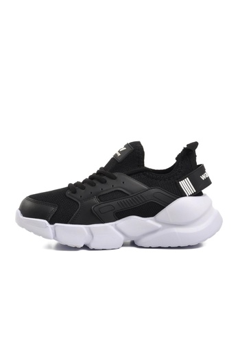WALKWAY Black-White Unisex Sports Shoes