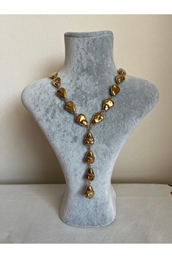 Asteria Jewelry Gold Y Model Sallantılı Kolye