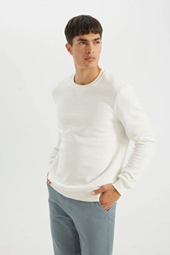 DeFacto Φούτερ με κανονική εφαρμογή Crew Neck Thick Basic Απλό T3777az24au
