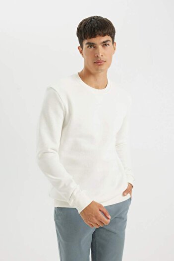 DeFacto Φούτερ με κανονική εφαρμογή Crew Neck Thick Basic Απλό T3777az24au