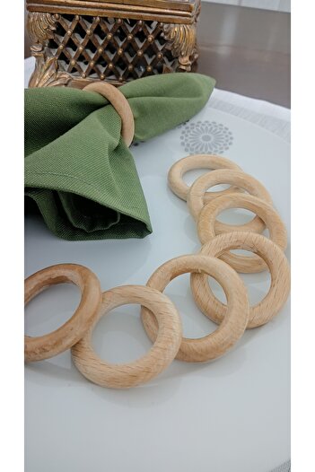 Lessa Home Set of 8 Wooden Ring Napkin Rings - Presentation Natural Napkin Holder, Wedding Invitation Organization