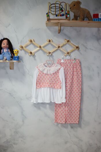 FESSHERA Girl's Diamond Patterned 2-Piece Set Elegance and Comfort Together - Special Patterned Double Set