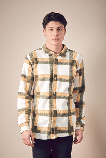 Fulla Moda Plaid Patterned Fleece Shirt