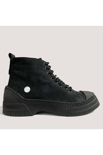 Mammamia Nubuck Leather Zippered Boots 1495 - Black - 39