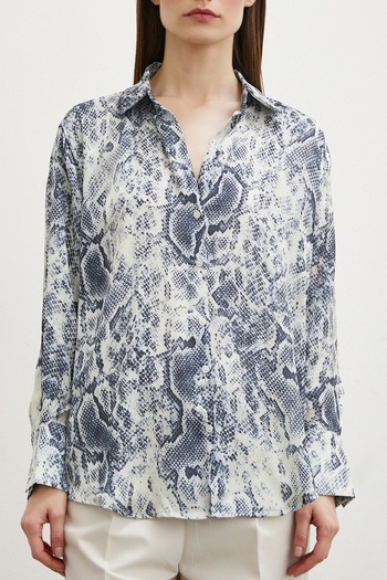Never more Gray Satin Shirt - Snake Pattern