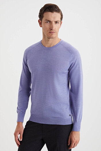 Hemington Slim Fit Crew Neck Light Purple Merino Wool Knitwear