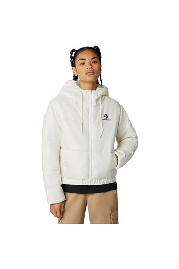 Converse Jacket Converse Synthetic Short Puffer, White, Women