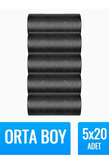 naft Çöp Torbası Orta Boy 20’li 5 Rulo Kalın 55x60 Çöp Poşeti