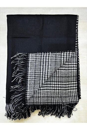 Bytoktay Double Sided Wool Houndstooth Pattern Thick Shawl Soft Textured Shawl Scarf 180*70cm