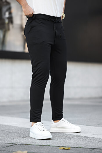 comstar Ανδρικό υφαντό ελαστικό στη μέση Basic Skinny μαύρο παντελόνι