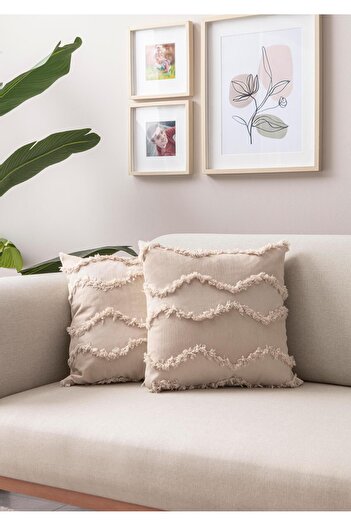 Markaev Set of 2 Tassel Wavy Throw Pillow Covers