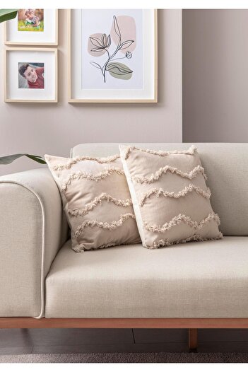 Markaev Set of 2 Tassel Wavy Throw Pillow Covers