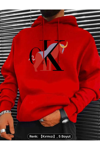 SimStone Men's Comfortable Polyester Hooded Sweatshirt, Bull Print, Knitted Fabric, Long Sleeve, Spring Autumn