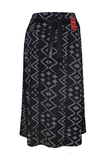 HESNA Women's Seasonal Elastic Leopard Pattern Black Skirt