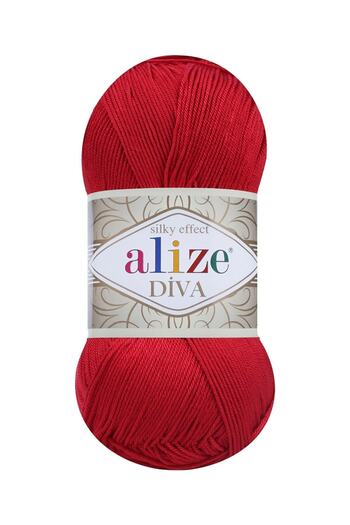 Alize Diva 106 (Red) Amigurumi Hand Knitting String 1 Piece - (Thinter and Smaller as Normal Knitting Strings) ;