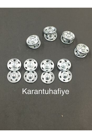 karantuhafiye Snap Fastener Metal Silver 1.0 Cm Set of 8