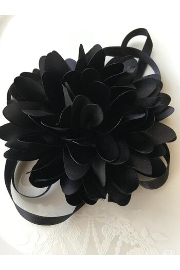 karantuhafiye Necklace/choker Necklace/lace-up Fabric Flower Necklace (15 Cm) ( Bk3)