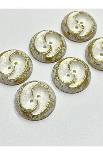 karantuhafiye Vintage Italian Button - Metallized Distressed, 3D Wave Pattern Coat, Coat and Cardigan Button / Gold