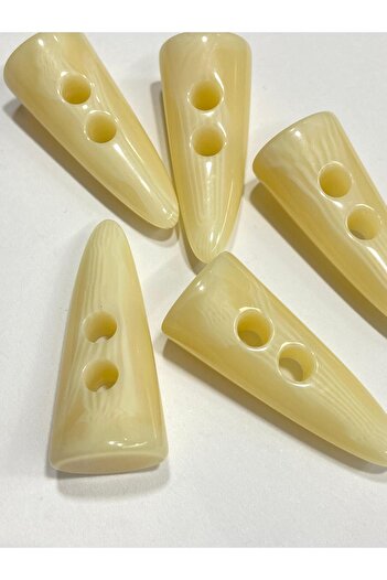 karantuhafiye 4 cm Cream Colored Set of 5 with Elephant Tooth and Shepherd Button - Gray Series