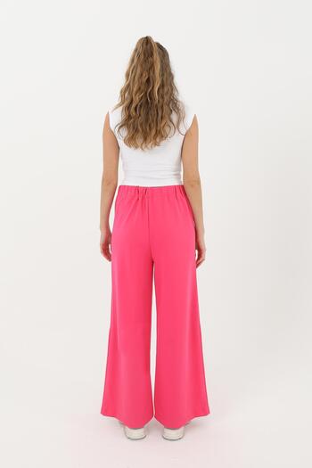 Soul Kadın Geniş Paça Basic Penye Pantolon - 30007PNT - Fuşya