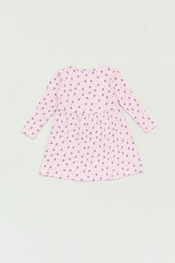 Fulla Moda Heart Printed Ribbed Girl's Dress