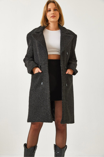 Bianco Lucci Women's Six Buttoned Pocket Stamp Coat 60261121