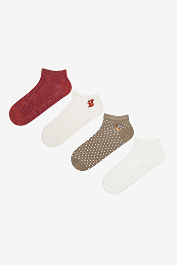 Penti Green White Tiny Squirrel 4-Piece Booties Socks Set