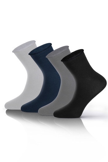 KaeLaurean Men's 4-Piece Cotton Elasticated Multi-Colored Seamless Stretchy Non-Marking Short Non-Tightening Socks